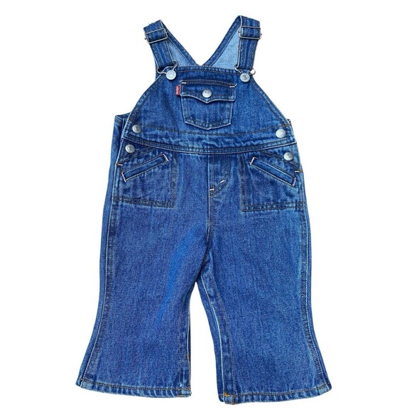 Levi’s Baby Girls Denim Overalls Size 12M Classic Blue Jean Pockets - Picture 1 of 8